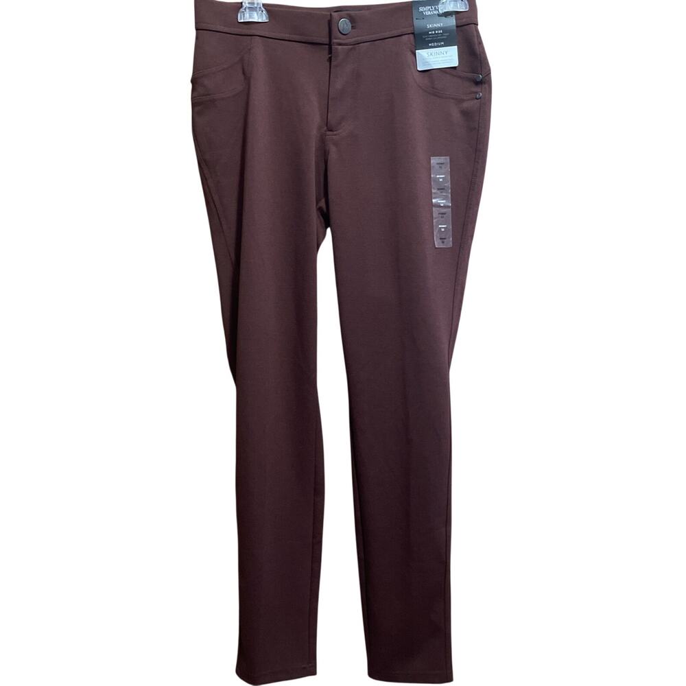 Ladies SimplyVera VeraWang Size M, Rum Raisin, Mid Rise, Skinny, Slimming Pant